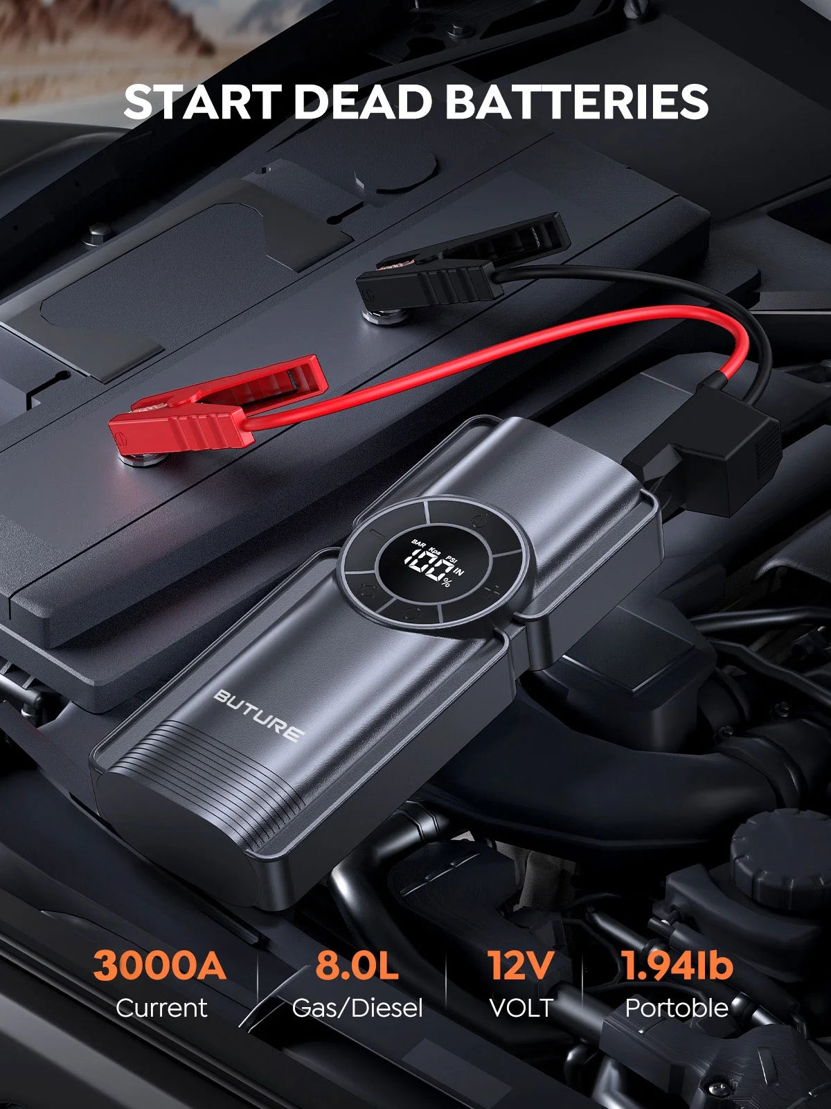 Car Jump Starter with Air Compressor 3000A 20000mAh 150PSI B79798