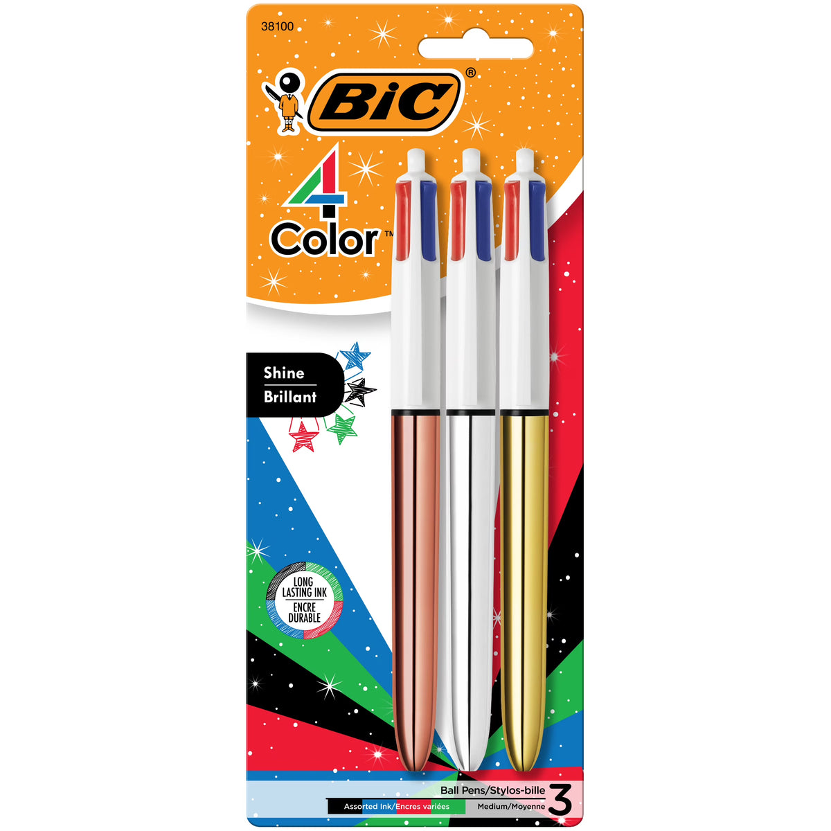 3 Pack Retractable Ball Pens J98950