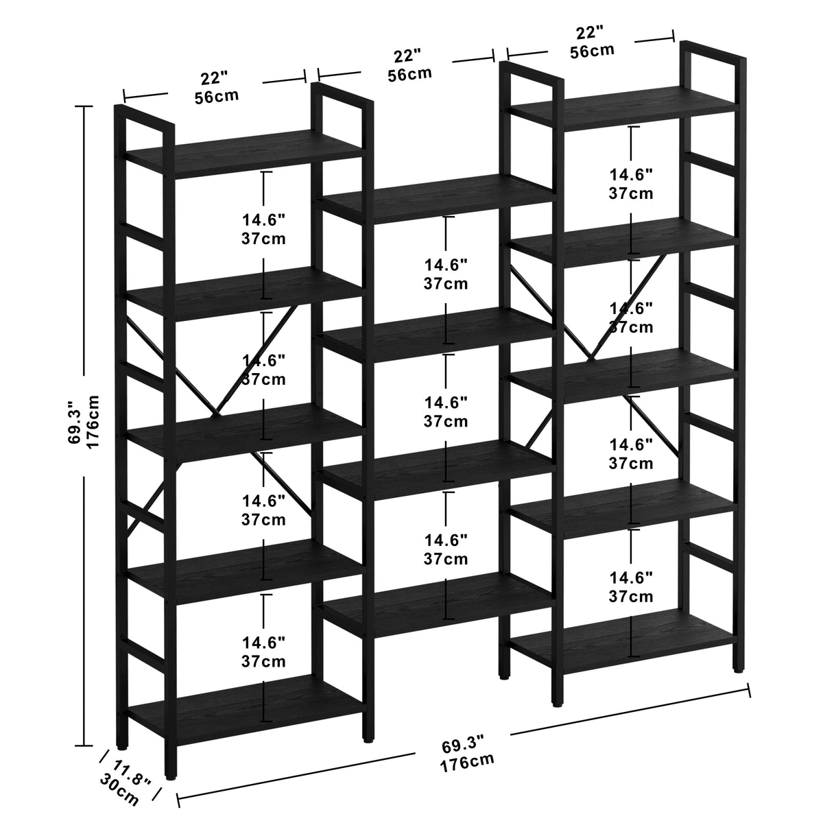5 Tiers Wood and Metal Bookcase G85219