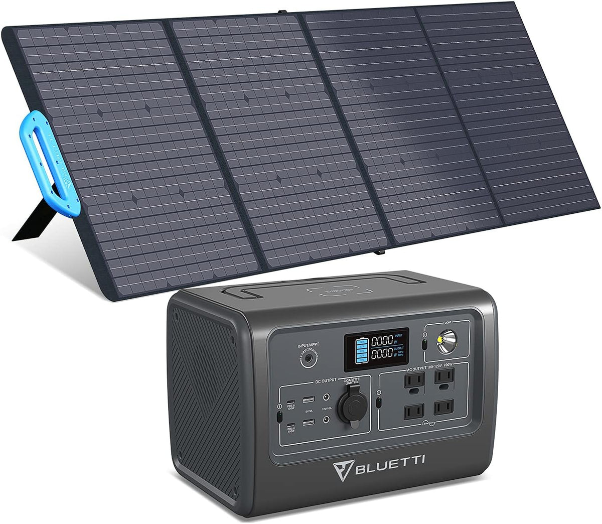 Portable Power Station with 200W Foldable Solar Panel, 716Wh LiFePO4 Battery M37150