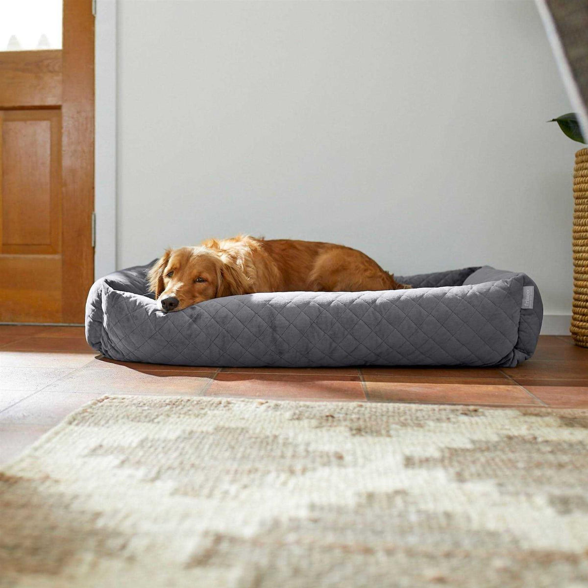 Velvet Rectangular Bolster Cat Dog Bed R8225
