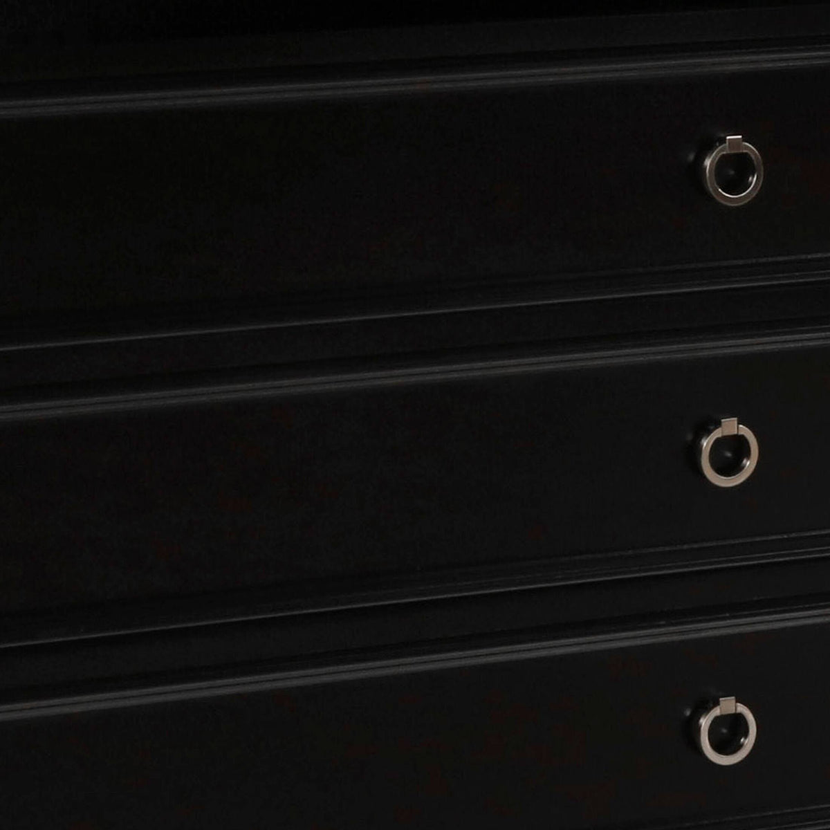 3 Drawer Wood Media Chest with Open Compartment Black E39954