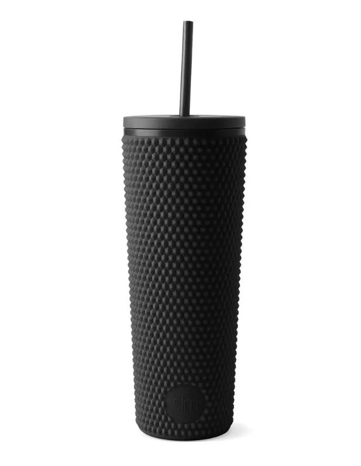 24oz Black Plastic Tumbler with Straw X182