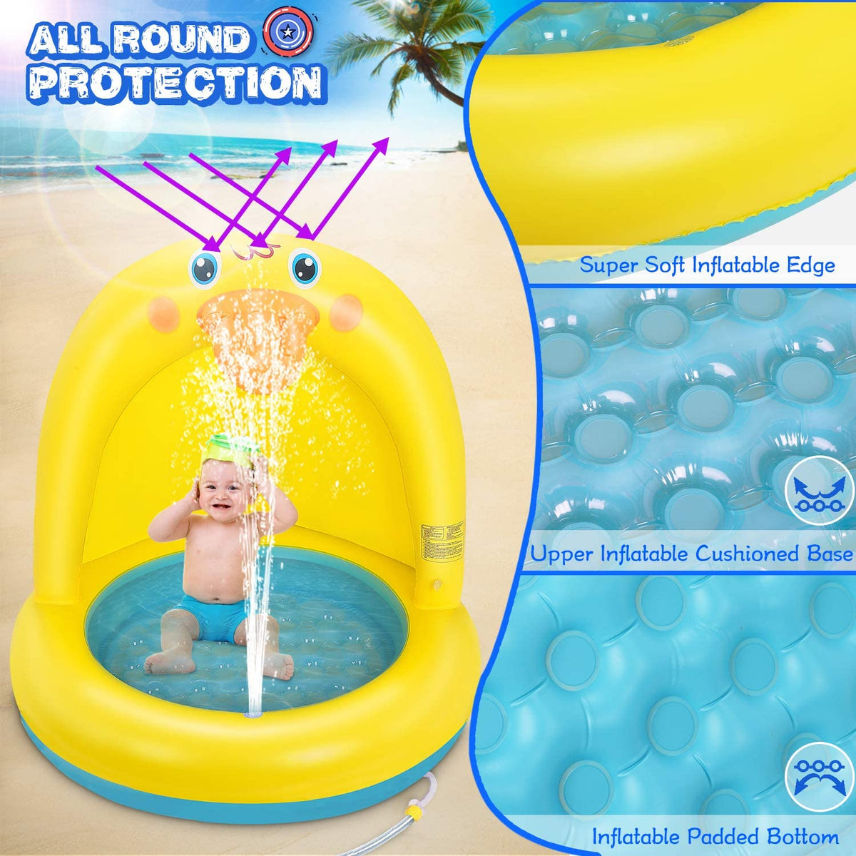 Inflatable Baby Pool with Canopy R686165