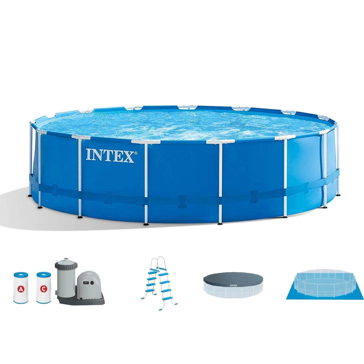 18ft x 48in Metal Frame Swimming Pool Set with Pump & Filter I7025