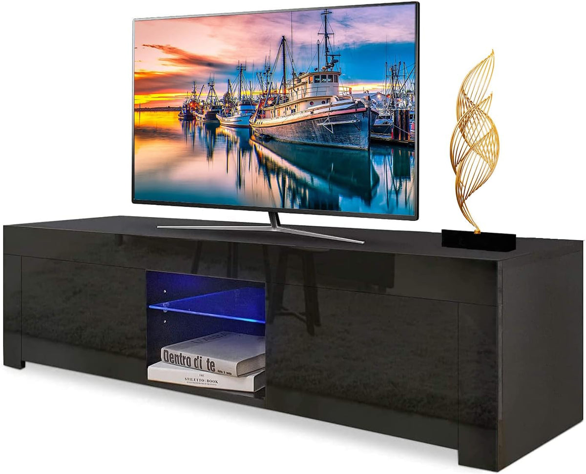 White High Gloss LED TV Stand with Storage Drawer D14322