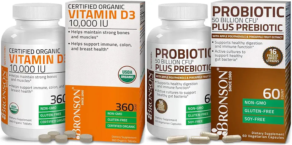 Probiotic 50 Billion CFU Prebiotic Vitamin D3 10,000 IU O8975