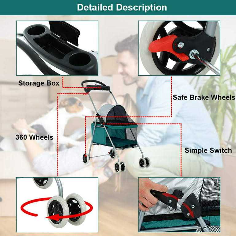 Teal Folding Pet Stroller R593