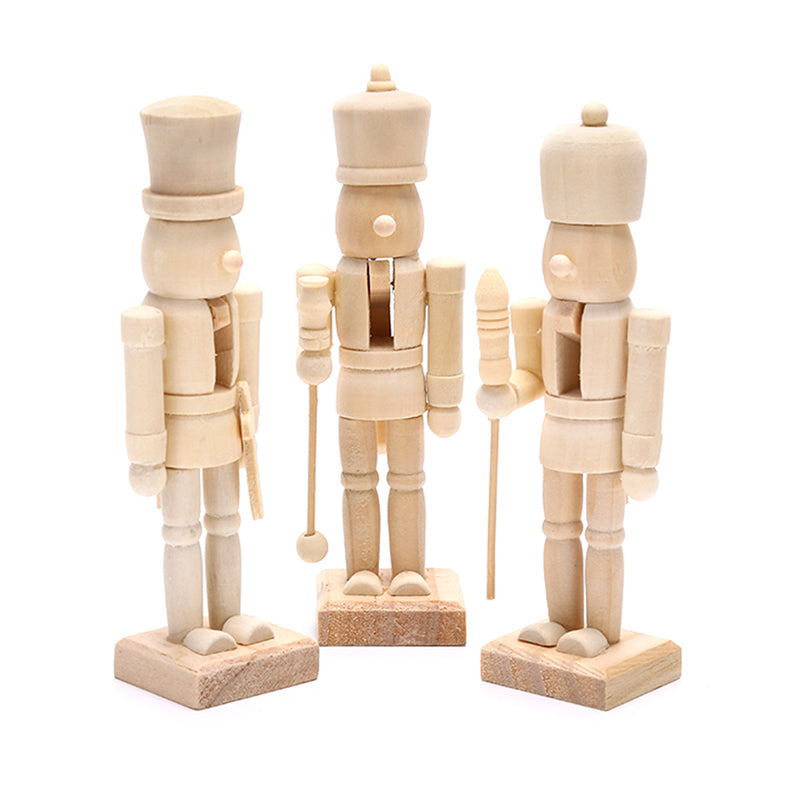 White Embryo Walnut Nutcracker Doll DIY Wood Craft Art Z821241
