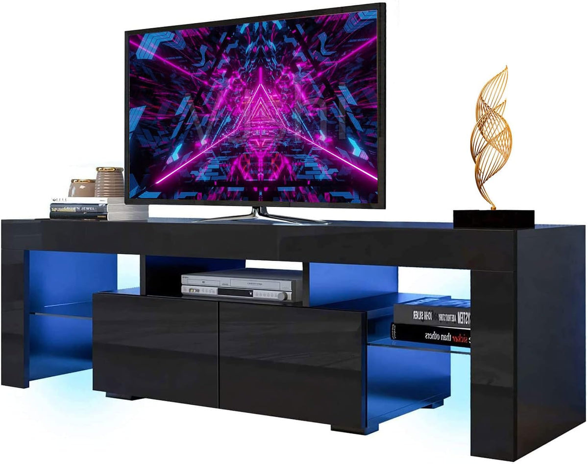 White High Gloss LED TV Stand with Storage Drawer D14322
