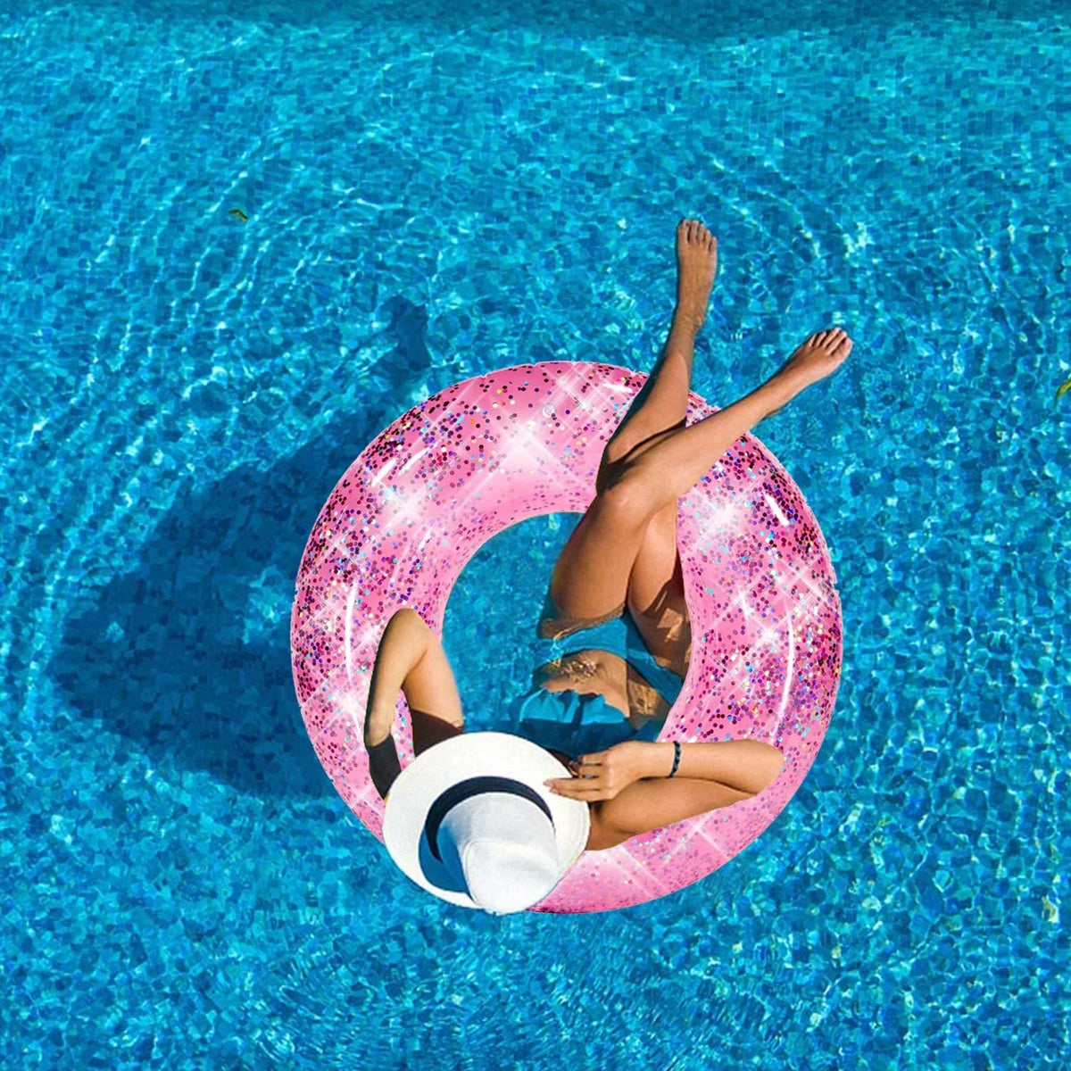 Pink Inflatable Pool Float with Glitter Inside, 36 Inch K651