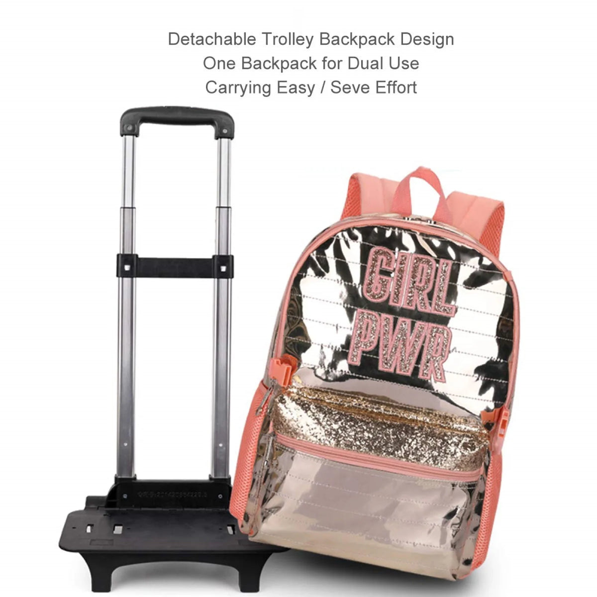Golden Star Kids Rolling Backpack 3pcs Set with Lunch Bag Pen Case U5250