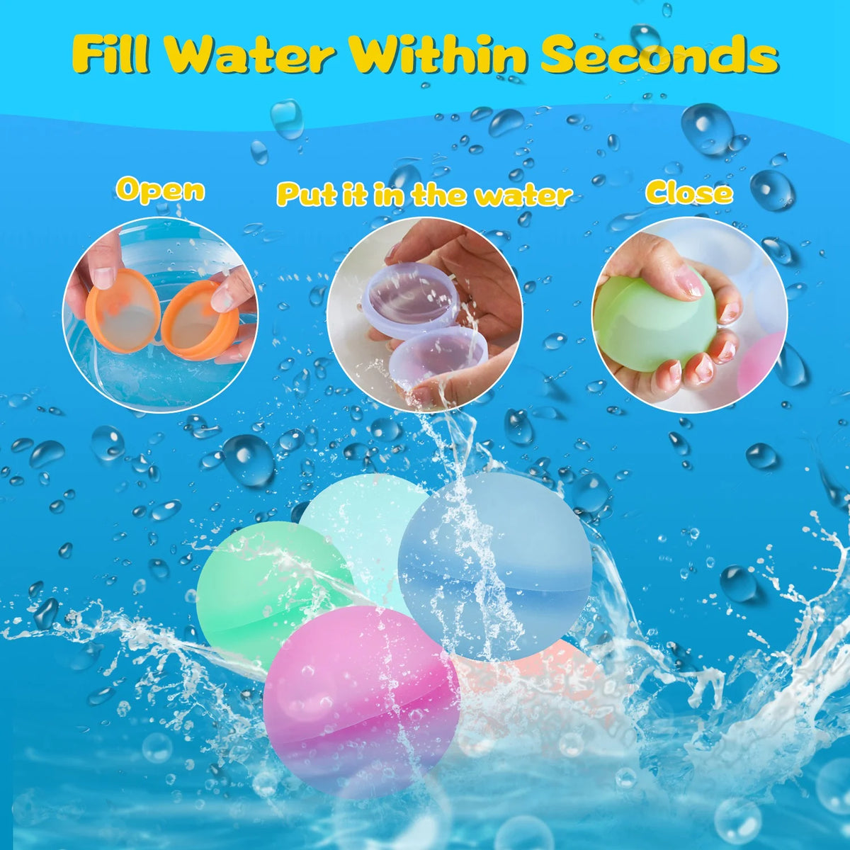 12 Pack Self-Sealing Silicone Water Balloons L8768