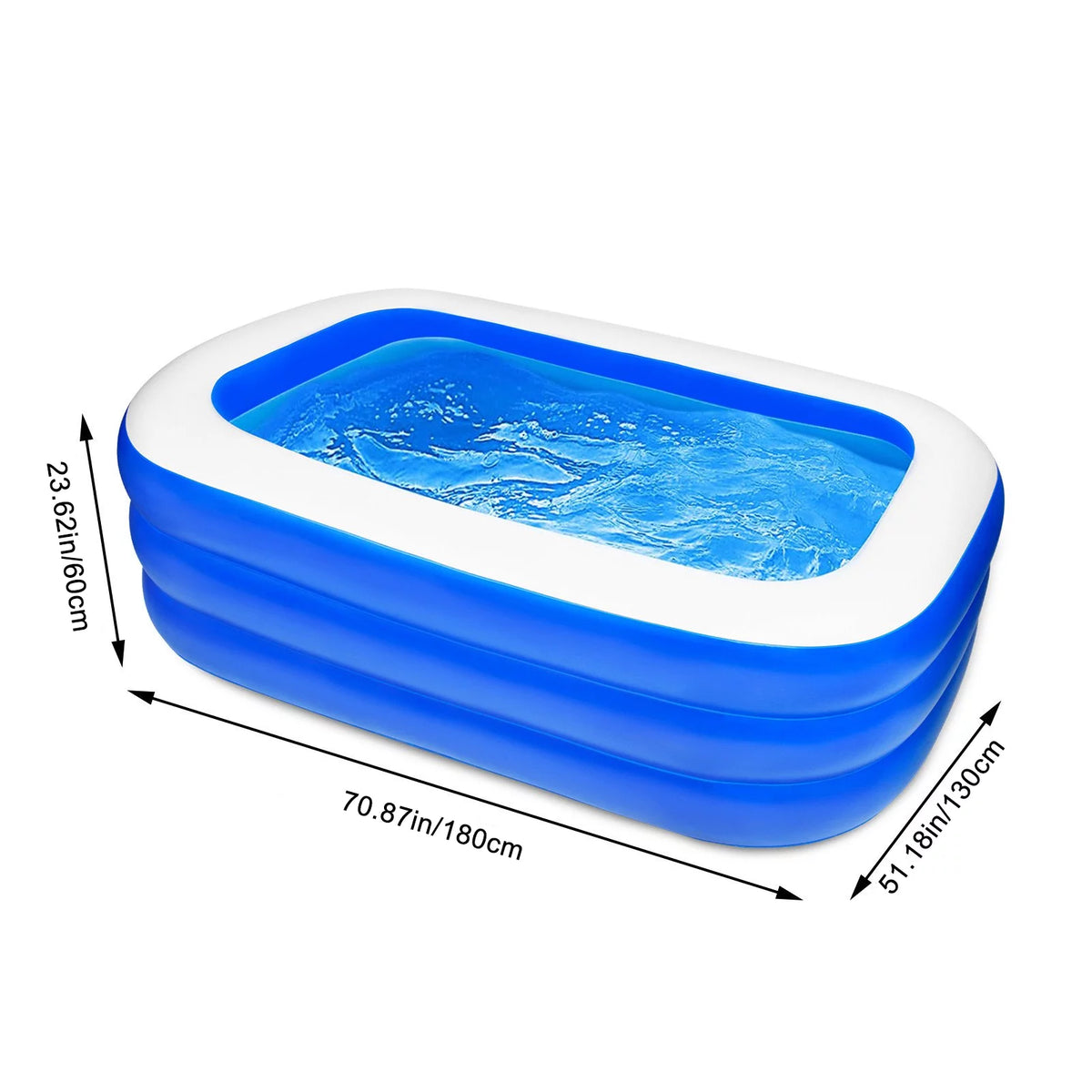 Inflatable Kiddie Pool 71 X 51 X 24 Rectangle Swimming Pool I9174